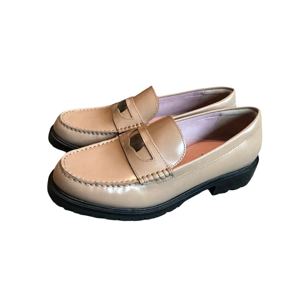Free People Liv Loafers Slip-On Shoes Camel Tan Penny Loafer Size 8.5 Womens NIB - Picture 3 of 13